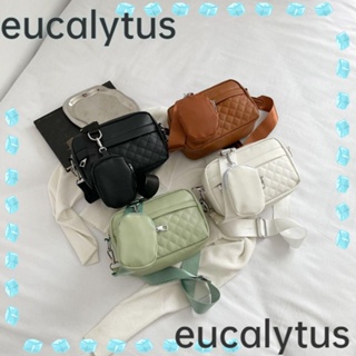 Eucalytus1 กระเป๋าสะพายไหล่ สะพายข้าง หนัง Pu ทรงสี่เหลี่ยม ความจุสูง สีพื้น แฟชั่นสําหรับสตรี