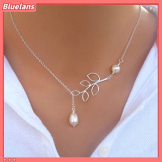 【 Bluelans 】สร้อยคอโชคเกอร์สั้น ประดับไข่มุกเทียม รูปใบไม้ กลวง แฟชั่นสําหรับผู้หญิง