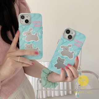 For เคสไอโฟน 14 Pro Max [Cute Puppy Cat Chain Plating] เคส Phone Case For iPhone 14 Pro Max Plus 13 12 11 For เคสไอโฟน11 Ins Korean Style Retro Classic Couple Shockproof Protective TPU Cover Shell