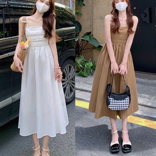 [TESN] ชุดเดรสสายเดี่ยว ทรงเอ สปาเก็ตตี้ ลําลอง หรูหรา สําหรับผู้หญิง OOQ