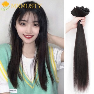 Mxmusty ต่อผมตรง ต่อผม แบบหนา สีดํา ไร้รอยต่อ ธรรมชาติ เครื่องมือจัดแต่งทรงผม เด็กผู้หญิง ทนความร้อน ไฟเบอร์