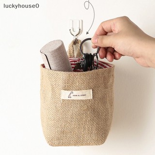 Luckyhouse0^^ ตะกร้าผ้าฝ้ายลินิน แบบแขวนกระถางดอกไม้ ขนาดเล็ก สําหรับตกแต่งบ้าน