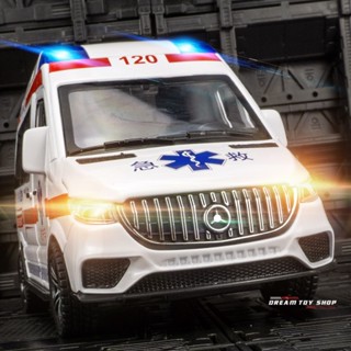 โมเดลรถยนต์ 1: 24 Mercedes-Benz Ambulance ของเล่นสําหรับเด็ก