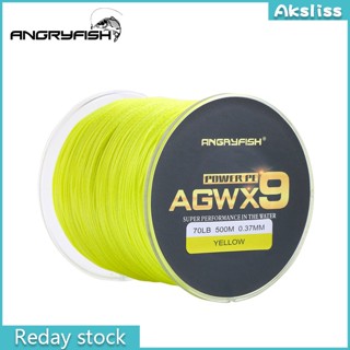 Aks ANGRYFISH Diominate X9 สายเอ็นตกปลา PE แบบถัก 500 ม. 547YD 15LB-100LB 9 เส้น สีเหลือง