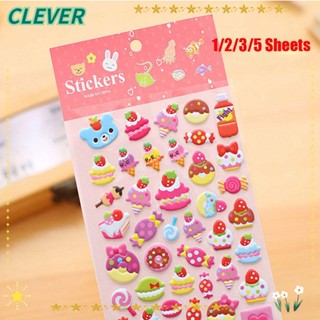 Clever สติกเกอร์ ลายการ์ตูนสัตว์ทะเล ผลไม้ กันน้ํา DIY 1 2 3 5 แผ่น