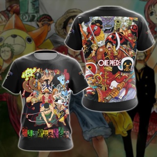 เสื้อยืด พิมพ์ลายการ์ตูนโจรสลัด One Straw Hat Pirates 3 มิติ