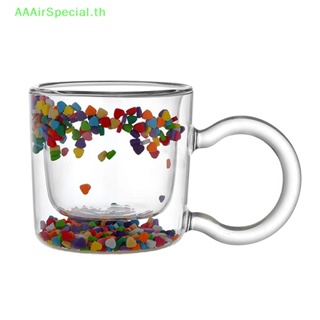 Aaairspecial แก้วกาแฟ แบบสองชั้น รูปหัวใจ มีทรายไหล หลากสีสัน