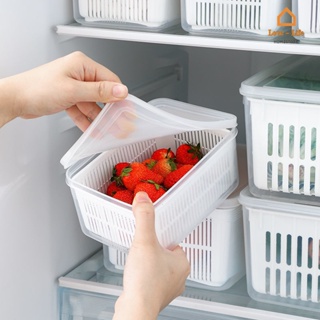 1.5L/3L/4.5L  Double-layer Square Vegetable Fruit Washing Basket/ Multipurpose White Plastic Drain Storage Basket With Lid
