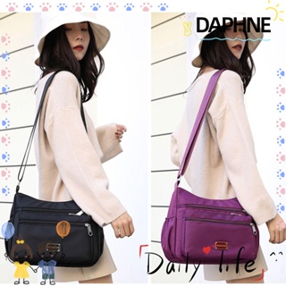 Daphne กระเป๋าสะพายข้าง ผ้าไนล่อน ความจุขนาดใหญ่ สีพื้น สําหรับผู้หญิง