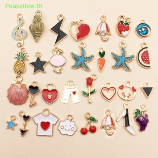 Peacellow จี้โลหะผสม รูปตัว Ch หลากสี สําหรับทําเครื่องประดับ งานฝีมือ DIY 30 ชิ้น ต่อล็อต