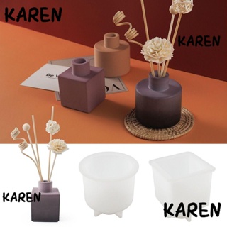 Karen แม่พิมพ์ซิลิโคนเรซิ่น อีพ็อกซี่ รูปแจกันดอกไม้ ทรงสี่เหลี่ยม แฮนด์เมด DIY สําหรับตกแต่งบ้าน