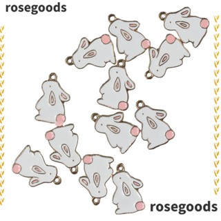 Rosegoods1 ชาร์มกระต่ายอีสเตอร์ อัลลอย สีขาว 21 มม.*15 มม. สําหรับทําเครื่องประดับ