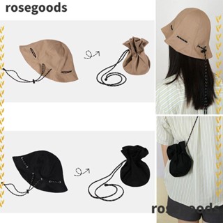 Rosegoods1 หมวกบักเก็ต หมวกบีนนี่ พับได้ กันแดด กลางแจ้ง หมวกชายหาด กระเป๋าจัดเก็บ