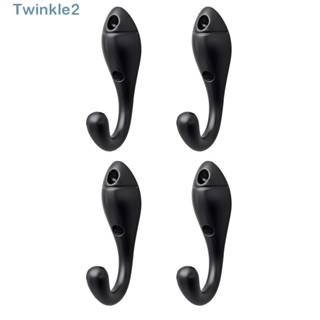 Twinkle ตะขอแขวนผ้าขนหนู แบบติดผนัง เนื้อแมตต์ สีดํา ทนทาน คุณภาพสูง สําหรับแขวนกุญแจ เสื้อโค้ท กระเป๋า ผ้าพันคอ กุญแจ ผ้าขนหนู หมวก 4 ชิ้น