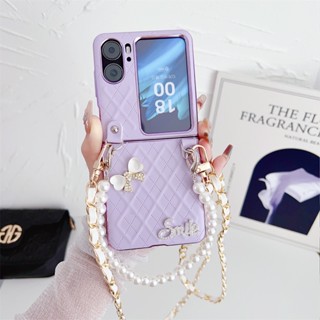 เคสโทรศัพท์มือถือหนัง แบบฝาพับ ผิวด้าน พร้อมสายคล้อง หรูหรา สําหรับ OPPO Find N2 Find N2Flip