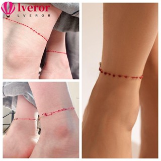 Lveror สร้อยข้อเท้า แบบบาง สีแดง สไตล์โกธิค เครื่องประดับฮาโลวีน ปาร์ตี้