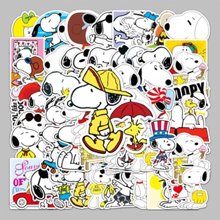 สติกเกอร์ ลายการ์ตูนอนิเมะ Snoopy กันน้ํา สําหรับติดตกแต่งรถยนต์ รถจักรยานยนต์ กระเป๋าเดินทาง โน๊ตบุ๊ค มี 50 แผ่น