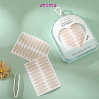 Aroma สติกเกอร์ติดตาสองชั้น ผู้หญิง กันน้ํา แถบยกตา ลูกไม้ ตาข่าย รูปมะกอก เครื่องมือแต่งหน้า สติกเกอร์เปลือกตาที่มองไม่เห็น