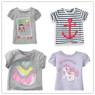 Cute Baby Girls Short Sleeve gray Cotton T-shirts Clearance sale