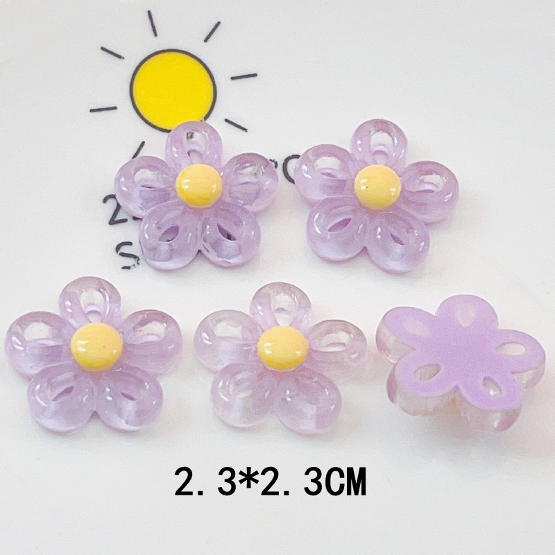 [2 #] Jibbitz Crocs กิ๊บติดผม ยางเรซิ่น รูปดอกไม้ห้ากลีบ แบบกลวง สีโปร่งใส อุปกรณ์เสริม สําหรับรองเท้า diy QP