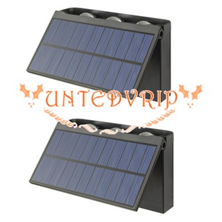 1 ชุด ใหม่ อัพเกรด LED โคมไฟติดผนัง พลังงานแสงอาทิตย์ กันน้ํา สีดํา ABS + PS สําหรับวิลล่า ลาน บันได ทางเดิน