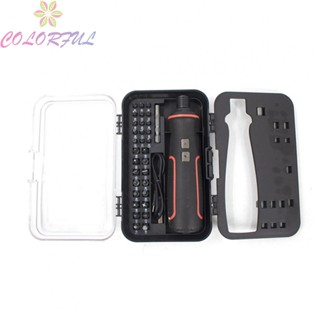 【COLORFUL】User Friendly Electric Screwdriver Set with 41 Alloy Steel Bits and USB Charging