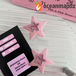 Oceanmapdz กิ๊บติดผม ลายตัวอักษร ดาว สีชมพู แฟชั่นฮาราจูกุ สําหรับเด็กผู้หญิง Y2K