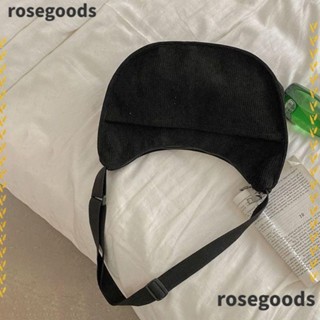 Rosegoods1 กระเป๋าสะพายไหล่ ผ้าแคนวาส ผ้าลูกฟูก สีพื้น สไตล์วินเทจ แฟชั่นฤดูใบไม้ร่วง สําหรับนักเรียน