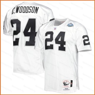 Fb 2002 NFL Las Vegas Raiders Jersey Charles Woodson Super Bowl XXXVII เสื้อยืดกีฬา พลัสไซซ์