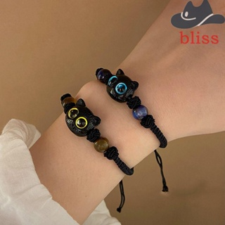 Bliss สร้อยข้อมือ เชือกถัก ทรงเรขาคณิต สีดํา สไตล์จีนย้อนยุค เครื่องประดับแฟชั่น