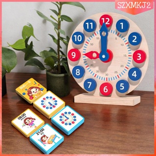 [szxmkj2] นาฬิกาไม้ ของเล่นเสริมการเรียนรู้เด็กก่อนวัยเรียน 3 ปี