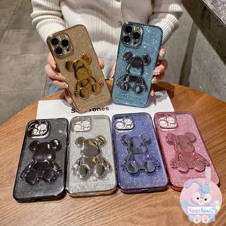 เคสโทรศัพท์มือถือแบบนิ่ม TPU กันกระแทก ลายหมีกลิตเตอร์ สําหรับ iPhone 7 8 7p 8p x XS XR XS MAX 6 6P 6SP