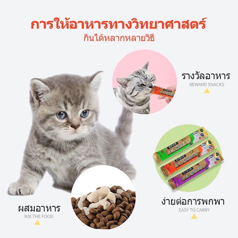 [10ซอง] ขนมเเมวเลีย 15g มีให้เลือก5รส cat snack stick 15g อาหารแมว cat ขนมแมวเลีย แมวเลีย อาหารแมวเลีย ขนมแมวเลีย - รูปที่ 3