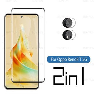 2in1 ฟิล์มกระจกนิรภัย กันรอยหน้าจอ 3D ทรงโค้ง สําหรับ Oppo Reno8 T Reno8T 5G Reno8 T 5G CPH2505 6.7 นิ้ว