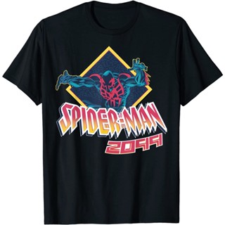 เสื้อยืดแขนสั้นเสื้อยืด ผ้าฝ้ายแท้ พิมพ์ลายโลโก้ Marvel Spider-Man 2099 ระบายอากาศ คุณภาพสูง สําหรับผู้ชายS-5XL