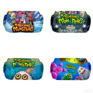 Gt2 My Singing Monsters กระเป๋าดินสอ ลายการ์ตูน มีซิปคู่ จุของได้เยอะ สําหรับใส่เครื่องเขียน ปากกา โรงเรียน