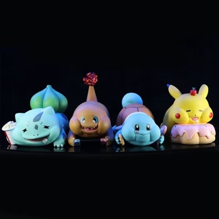 โมเดลตุ๊กตาฟิกเกอร์ อนิเมะโปเกม่อน Pikachu Charmander Bulbasaur Squirtle ของเล่นสําหรับเด็ก