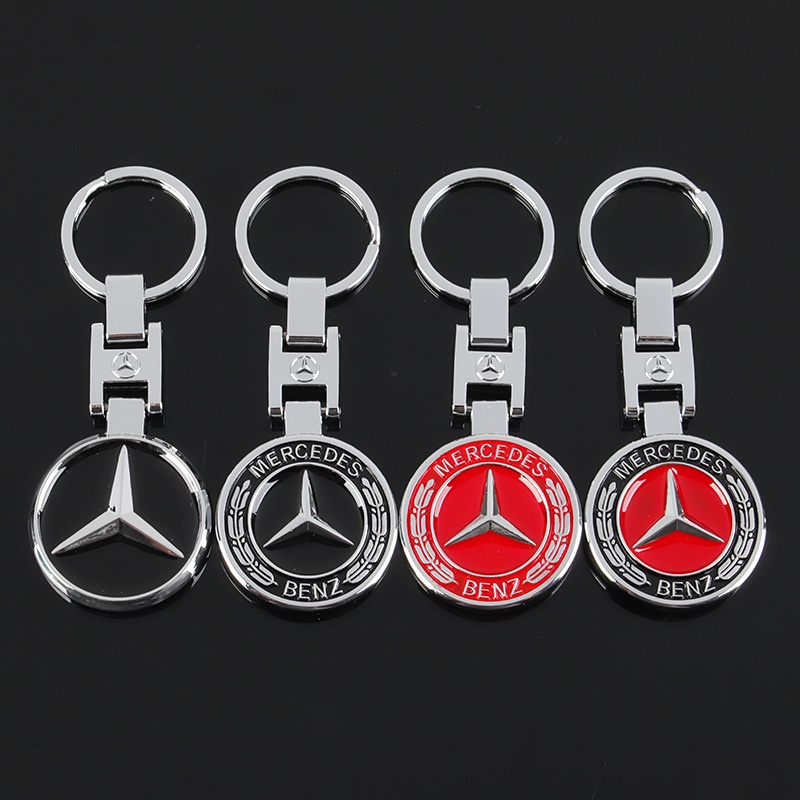 พวงกุญแจโลหะ โลโก้รถยนต์ สองด้าน อุปกรณ์เสริม สําหรับ Mercedes Benz AMG