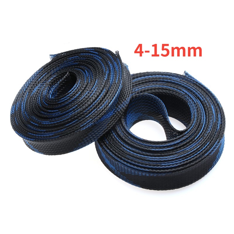 ปลอกป้องกันสายไฟฟ้าอ่อน PET สีน้ำเงินดำ (4-15 มม.) ความยาว 2/5 เมตร