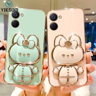เคสโทรศัพท์มือถือ ลายกระต่ายน่ารัก พับได้ พร้อมกระจกแต่งหน้า แบบพกพา สําหรับ Realme 10 9 Pro Plus 5G 8 8 Pro 4G