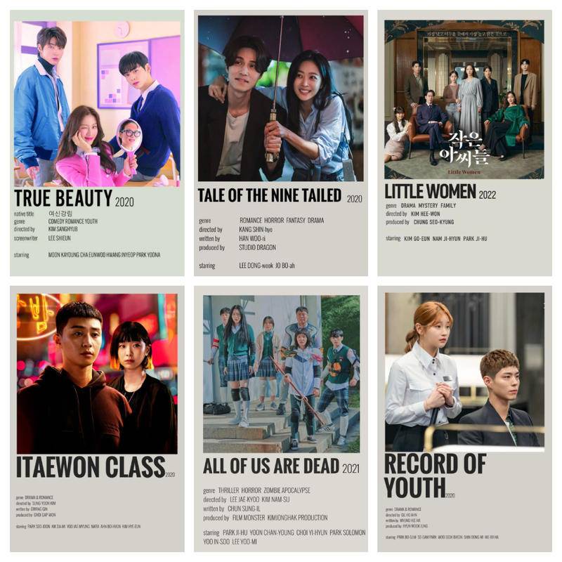 Kdramas โปสเตอร์น่ารัก runner พิมพ์ผ้าใบ Little Woman VINCENZ0 True Beauty Our Blues ชื่อของฉัน wall