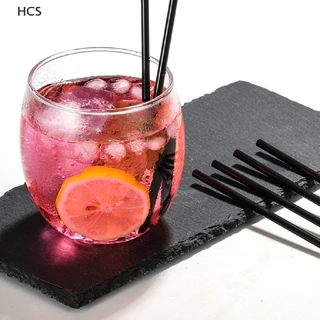 Hcs หลอดดูดค็อกเทล แบบสั้น ขนาด 21 13 ซม. สีดํา แบบใช้แล้วทิ้ง สําหรับงานแต่งงาน ปาร์ตี้ 500 ชิ้น