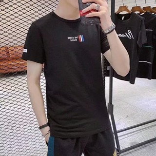 เสื้อยืดลําลอง แขนสั้น คอกลม พิมพ์ลายตัวอักษร สไตล์เกาหลี เหมาะกับฤดูร้อน สําหรับผู้ชาย