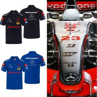 เสื้อโปโลแขนสั้น ลาย Mercedes-Benz McLo Fleet F1 คุณภาพสูง แฟชั่นฤดูร้อน สําหรับแข่งรถ