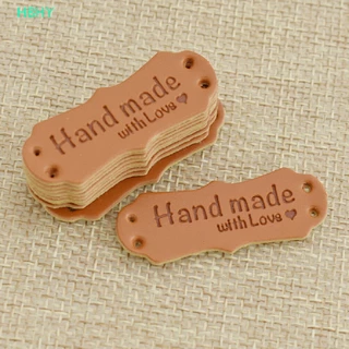 HB 50 ชิ้นแท็กหนังทําด้วยมือป้ายรักเย็บหัตถกรรม DIY แท็กถัก HY