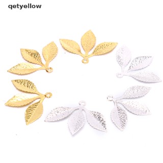 Qetyellow ตัวเชื่อมต่อโลหะ รูปใบไม้ สไตล์วินเทจ สําหรับทําเครื่องประดับ DIY 50 ชิ้น ต่อชุด