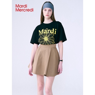 Mardi Mercredi เสื้อยืดลําลอง ผ้าฝ้าย แขนสั้น พิมพ์ลายดอกเดซี่ ทรงหลวม สําหรับผู้ชาย และผู้หญิง