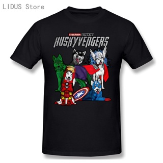 ขายดี เสื้อยืดลําลอง แขนสั้น พิมพ์ลาย Siberian Husky Huskyvengers แนวคลาสสิก เข้ากับทุกการแต่งกาย สําหรับผู้ชาย MCijmf19