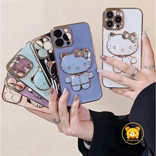 เคสโทรศัพท์มือถือ ลายเฮลโลคิตตี้ แบบพกพา 360 องศา สําหรับ Huawei Y9 Prime Y7 Pro 2019 Y8P Y6P Y9S Honor 9X Y7A° เคสกระจกแต่งหน้า TPU ป้องกันเลนส์ หมุนได้