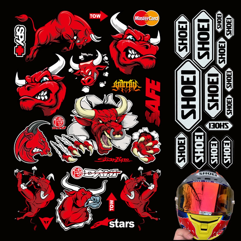 สติกเกอร์สะท้อนแสง ลาย Angry Bulls สําหรับติดตกแต่งหมวกกันน็อครถจักรยานยนต์